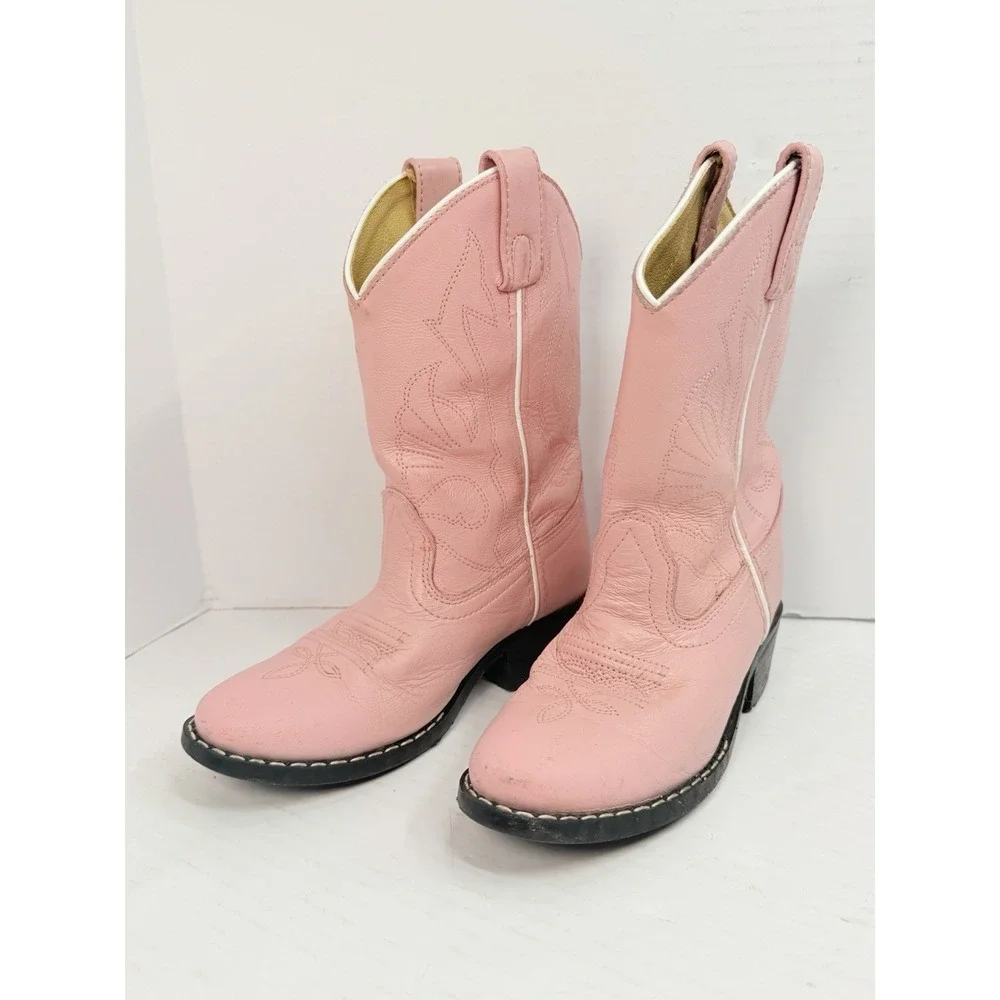Masterson Boot Co Kids Size 13 M Pink Leather Western Cowboy Boots RB2002C